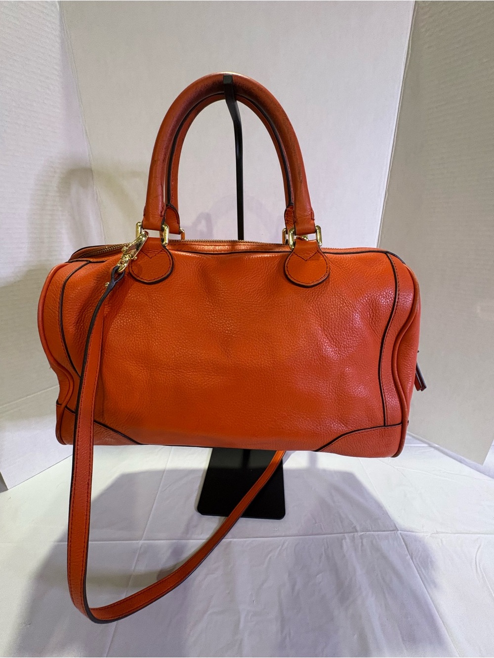 Banana Republic Orange Pebbled Butter Soft Leather Crossbody Satchel from 2013.
